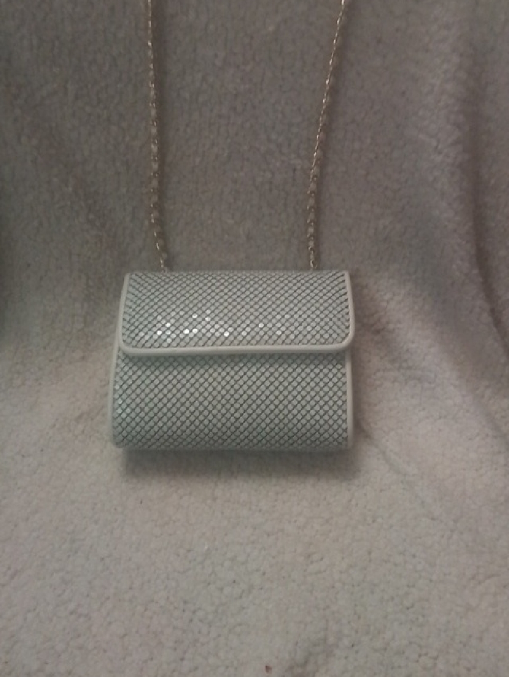Elegant Silver Mesh Chain Crossbody Bag